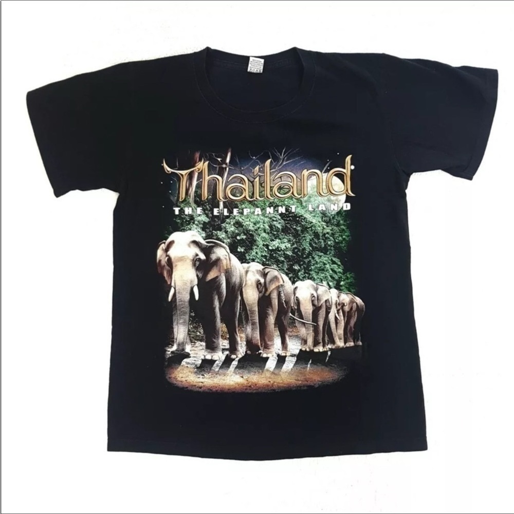 Vintage Thailand The Elephant Land Graphic T-Shirt Tee Adult Large​​​​​​​​​​​​​